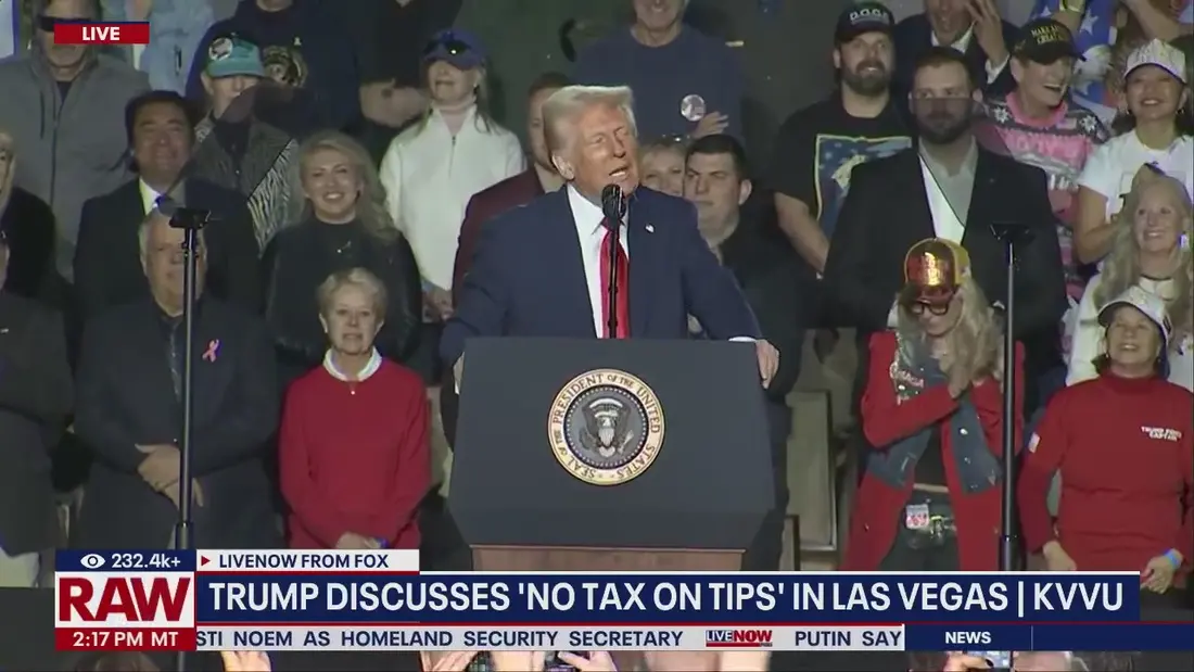 ترامپ دربارهٔ «بدون مالیات بر انعام‌ها» در لاس‌وگاس صحبت می‌کند