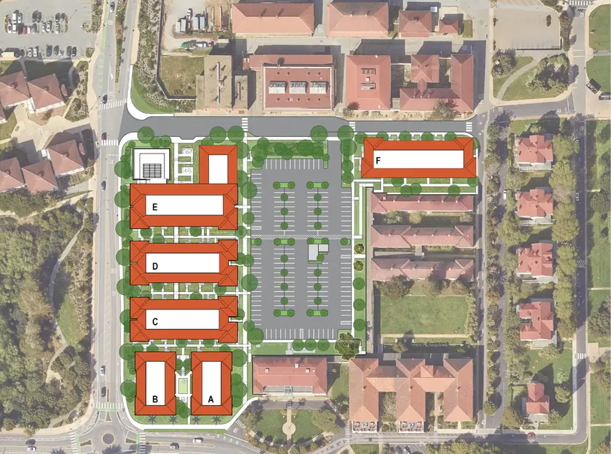 نمای پروژه مسکونی لترمن از پشت‌بام، تصویرسازی از شرکت معماران دیوید بیکر