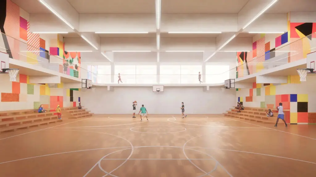 سالن ورزشی در شماره ۳۸۸ خیابان هادسون. طراحی شده توسط Herzog & de Meuron.