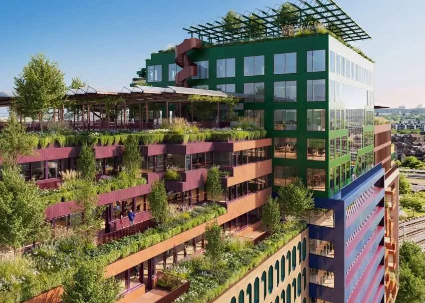 رندر سقف سبز Schieblocks توسط MVRDV